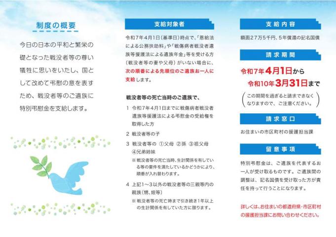 戦没者等の遺族に対する特別弔慰金のご案内2
